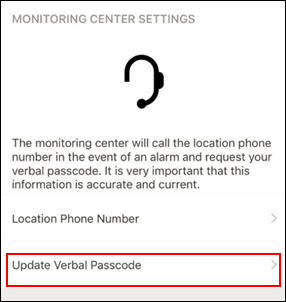 Image of Update Verbal Passcode option