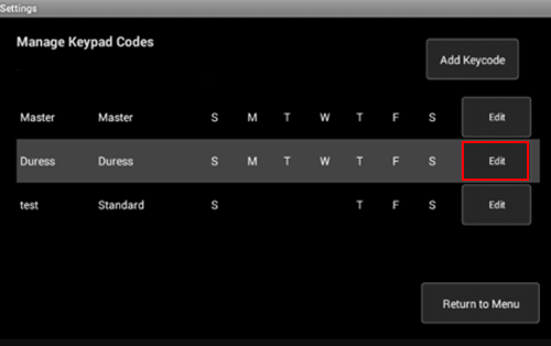 Image of Manage Keypad Codes