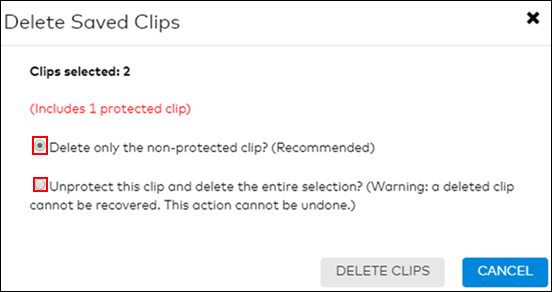 Image of Delete Saved Clips-multiple clips