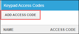 Image of AKeypad Access Codes Add Access Code button