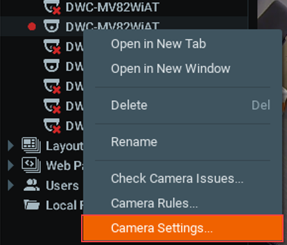 Image of the Rename Camera option