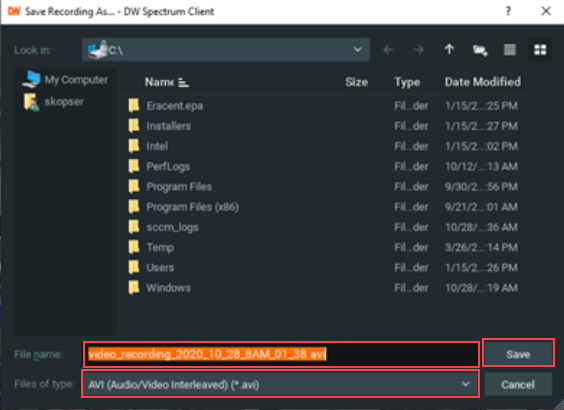 image of Save Recording File Name
