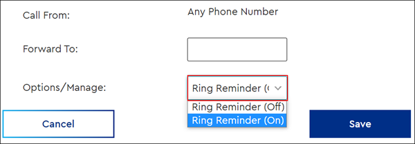 Image of MyAccount Call Forward All Calls Ring Reminder