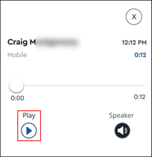 Image of MyAccount Voice mail message highlighting play