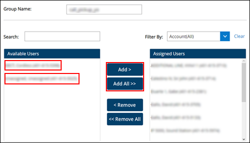 image of adding users to the call pickup group in myaccount