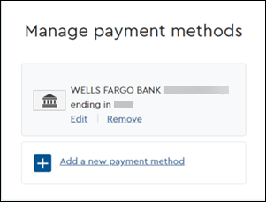 Image of payment method displaying