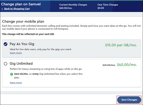 Image of changing mobile plan options