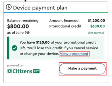 Image of Device Payment Plan section