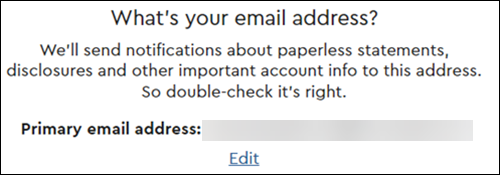 Image of My Account Bill Delivery Options screen highlighting the Primary email address