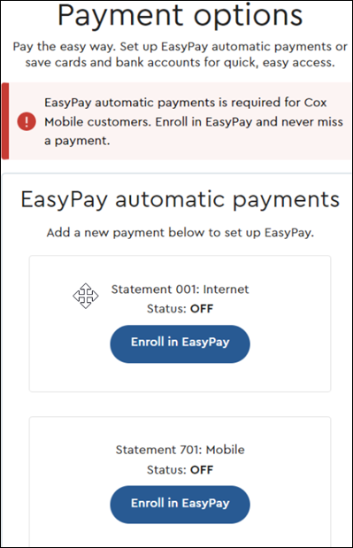 Image of EasyPay enrollment