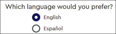 Image of My Account Bill Delivery Options screen highlighting the language option