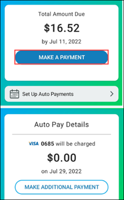 image of the Cox app Make a Payment button