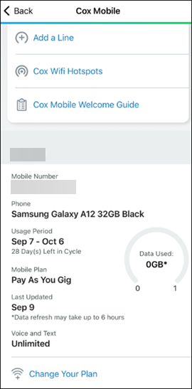 image of cox app mobile display