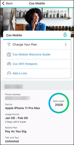 image of cox app mobile display