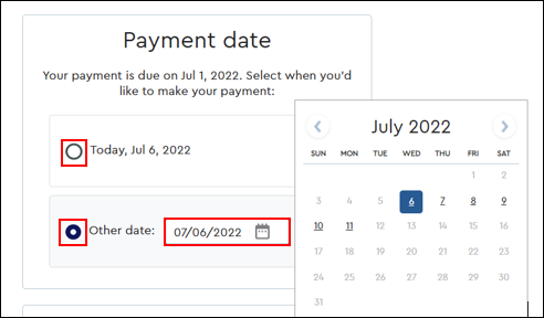 Image of My Account Payment Date