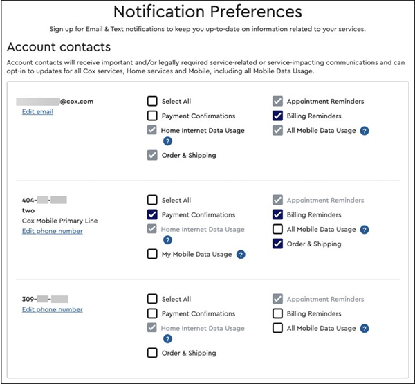 image of notification preferences