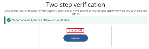 Image of Two-step verification Status: Off