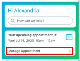 image of the cox app appointment screen