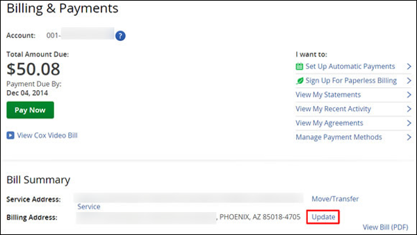 highlights Billing/Service Address