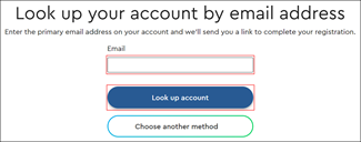 Image of the Cox.com My Account Registration Look up your account by email page