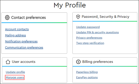 Image of My Profile, Manage Users