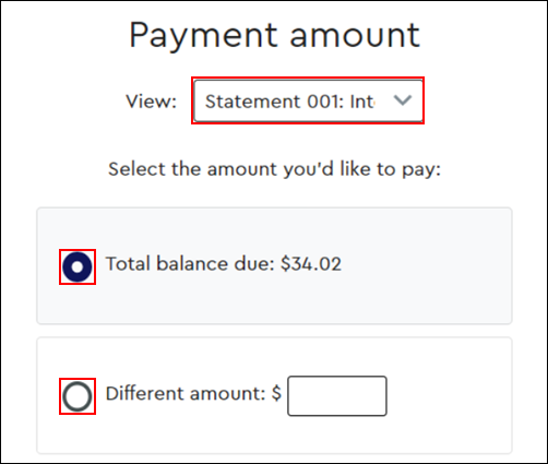 image of the payment amount section