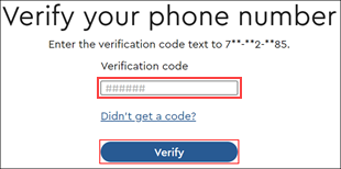 Image of the Cox.com My Account Registration Verify your phone number page