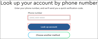 Image of the Cox.com My Account Registration Look up your account by phone number page