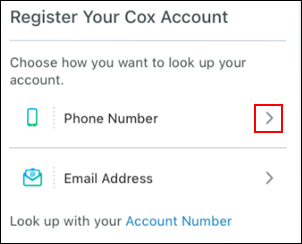 Imagen de la opción para seleccionar el número de teléfono