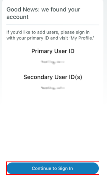 Imagen de los ID de usuario principal y secundario