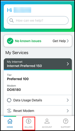 Imagen de la pantalla de inicio de la app de Cox