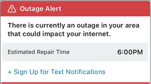 example image of outage notification from cox app