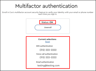 Image of Multifactor Status ON