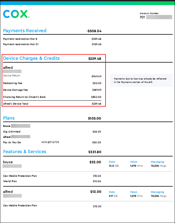 How to Read Your Cox Mobile Bill - How Much Does It Cost To Cancel Cox Cable