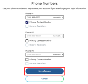 Image of Phone Numbers page