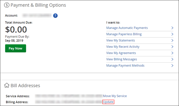 Image of Billing Address Update link