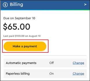 example image of billing section