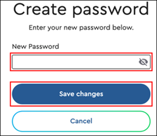 Image of the My Account Create password page