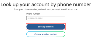 Image of the My Account Look up your account by phone number page