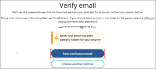 Image of the My Account Verify email page