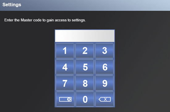 image of master code entry window
