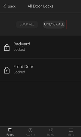 Image of Door Locks Screen Multiple Door Lock/Unlock