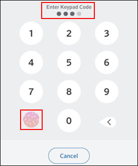 Image of Enter Keypad Code and Touch ID