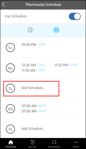 Image of thermostat add schedule