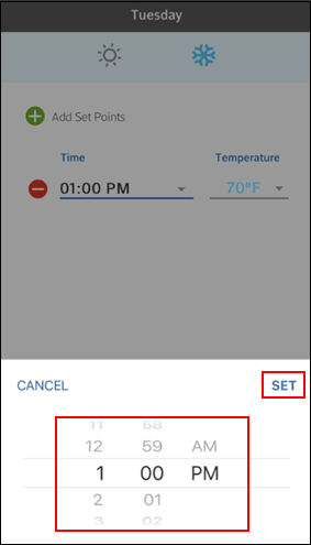 Image of thermostat adjust time
