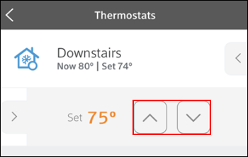 Image of thermostat quick adjust feature
