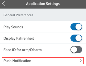 image of Application Settings for ios