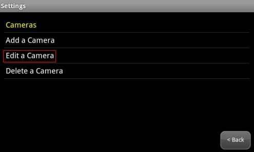 Image of the Cameras Settings menu highlihgting Edit Camera