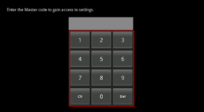 Image of the master code screen