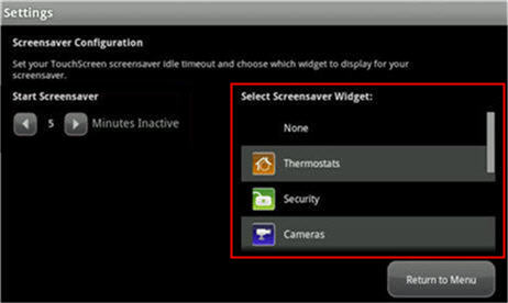 highlights Select Screensaver Widget options